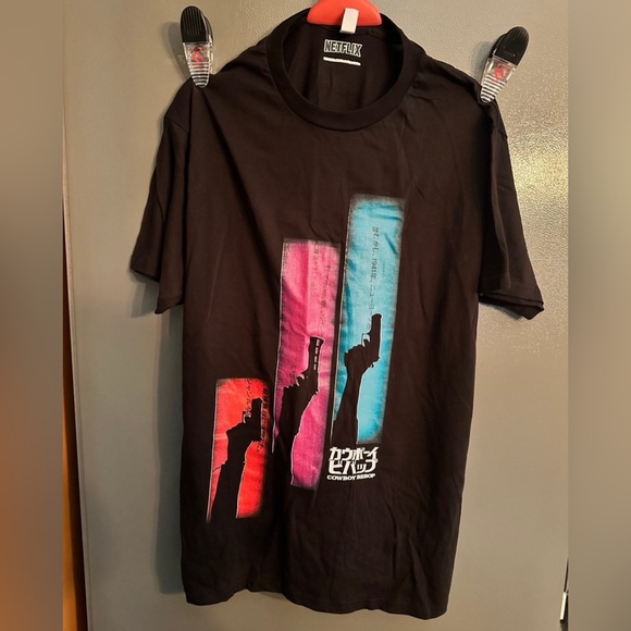 Cowboy Bebop Promo Gun Panel Anime Black Graphic Print Tee/T-Shirt - Picture 2 of 4